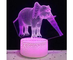 Transfronterizo dedicado Elefante 3D Visual estéreo Colorido led lámpara de Mesa acrílico Crack luz Base USB luz Inteligente