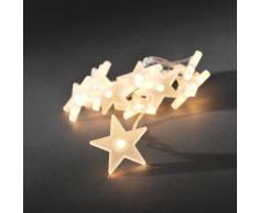 Konstsmide 1068-010 - Guirnalda LED para el árbol de navidad (estrellas esmeriladas, 10 diodos de blanco cálido, pilas 3 x AA de 1,5 V, cable transparente)