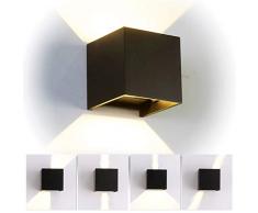 12W LED Apliques de Pared Interior/exterior, Lamparas de salon modernas, Lamparas de comedor, Dormitorio, Jardín De Iluminacion con ángulo ajustable Diseño impermeable IP65 3000K Blanco Cálido (Negro)