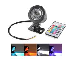 barsku RGB LED Luz de inundación subacuática, resistente al agua 10w DC/AC 12v Función de memoria Multicolor Foco de jardín al aire libre Fuente de paisaje Estanque Bombilla