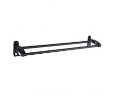 M-J Simplicidad de Moda Casera de Doble Hilera Toallero/Rieles de Toalla, Fabricado en Aleación de Aluminio, Apto para Baño/Cocina, con Gancho, Longitud de Varilla 59 Cm, Negro, Montaje con Tornillo