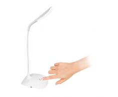 Eaxus lámpara de escritorio/ – Lámpara de mesa con función táctil y cuello flexible. 3 niveles de brillo. energieeffiziente Alimentación por USB o 4 x Pilas AAA