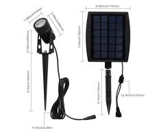 T-SUN Luz Solar de Exterior, Impermeable Focos de Energía Solar con 2 Cálidas Luces Blancas, para al Aire Libre Paisaje Lámpara de Césped Ajustable Luz Colgante para Jardín al Aire Libre Patio Árbol