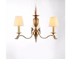 La KUAIDUUD candelabros de bronce salón restaurante es luz cobre puro arte minimalista Decoración lámpara Luz ,3 estudio y cobre completa