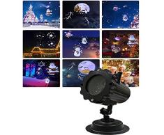 QFQ 5W proyector de la Navidad, LED 12 Diapositivas exterior resistente al agua luz del césped de jardín Focos de cubierta de Halloween al aire libre del día de fiesta