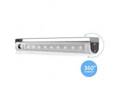 Lámpara fluorescente para cocina de Maclean MCE166, para el armario, 9 LED, SWD con PIR 120 grados. Detector de movimiento con 360 ° de rotación