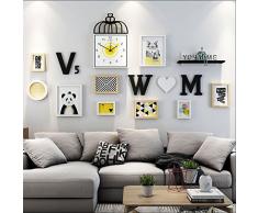Marcos de fotos Photo Frames Foto Pared Decorativo Cuadro de combinación de Pared Juego de ponche Libre Decoración de Sala de Estar Pared de Fondo de sofá (Color : Black and White)