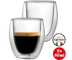Caffé Italia Roma 2 x Juego de Vasos para Espresso 60 ml - Vasos Térmicos - para Bebidas frías, Calientes, té y Latte Macchiato - Aptos para lavavajillas