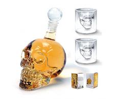 1000 ml de calavera juego de vasos Shot botella de cristal 2 piezas 73 ml gafas con decantador botella de agua