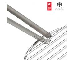 höfats - Pinzas de barbacoa acero inoxidable multifunción - Con Parrilla - Elevador de muy estable - Alicate de carne para Barbacoa y cocina