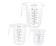Spetebo – Vaso medidor (plástico – 3 piezas – Jarra medidora (en 250 ml, 500 ml y 1000 ml – En einander apilable y lavavajillas