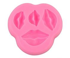Moldes de silicona para chocolate, molde de silicona para tartas con forma de labios, herramienta para hornear para fiestas rosa