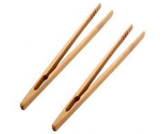 Toruiwa 2X Pinza reckta Pinzas de bambú Mini Pequeño Herramienta hogar y Jardín Herramientas de Cocina Juguete Herramientas de Cocina casera 18cm