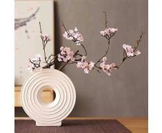 GANHUA Ramas rotas japonesas flor de durazno flor de cerezo silvestre flor artificial Zen hogar decoración suave florero de cerámica arreglo floral decoración de la sala de estar un rosa (sin botella)