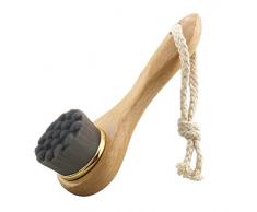 Healifty Cepillo de limpieza facial Cerdas naturales Cepillo facial exfoliante Cepillo depurador de limpieza de la piel Exfoliante profundo de poros Limpiador facial con mango largo de madera (Negro)