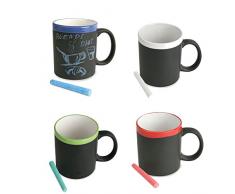Lote de 8 tazas pizarra surtidas en 4 colores diferentes. Incluye tiza