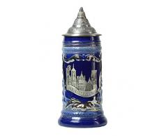 Amoy-Art Jarra de Cerveza Alemana con Estaño Tapa Hecho a Mano Regalo Souvenir Relieve de Castillo Alemán Grabado Estándar de Seguridad Alimentaria Caja de Regalo 0.6 Litre