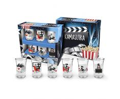 Set de 6 Vasos de chupito del Kamasutra. Divertidos chupitos con posturas para retar, Jugar y Realizar con tu Pareja