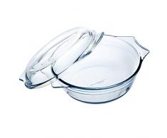 Ôcuisine Classic - Cacerola redonda de vidrio, 1 l, 25,7 x 11,9 x 21,1 cm, color transparente