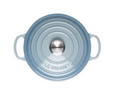 LE CREUSET Evolution Cocotte con Tapa, Redonda, Todas Las Fuentes de Calor Incl. inducción, 3,3 l, Hierro Fundido, Azul (Coastal), 22 cm