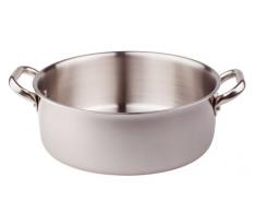 Ollas Agnelli Aluinox Cacerola baja con dos asas de acero inoxidable, plata, 18 cm