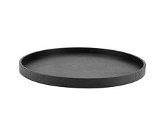 TOPINCN Forma Redonda Comida de Madera Maciza Comidas Que sirven Bandeja de té Café Aperitivo Comida en casa Restaurante Bandejas 37.5 cm(Negro)
