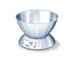 Beurer KS54 - Balanza de cocina con bol, termómetro integrado, 5 kg/1 gr, acero inoxidable