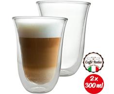 Caffé Italia Napoli 2 x Juego de Vasos para Latte Macchiato 300 ml - Vasos Térmicos - para Bebidas frías, Calientes, té y Latte Macchiato - Aptos para lavavajillas