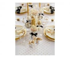 Rollo de Organza blanco con puntos de oro 36 cm de ancho x 9 m de largo camino de mesa de tela