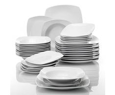 MALACASA, serie JULIA, 36 piezas Vajillas de Porcelana Juegos de Vajillas con 12 Platos de la Cena, 12 Platos de Postre, 12 de placas de Sopa para 12 Personas