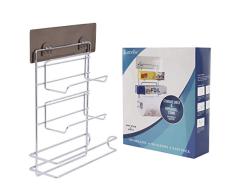 Portarrollos de Cocina - (32H x 7,8W x 23D cm) 3 en 1 Montura Pared Autoadhesivo Portarrollos de Cocina con Estante - Soporte Papel de Aluminio - Dispensador de papel