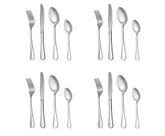 Sanery juego de cubiertos de acero inoxidable, juego de vajilla, vajilla de 20 piezas, servicio para 4, incluye cuchillo tenedor cuchara cuchara cuchara cuchara fruta tenedor plata