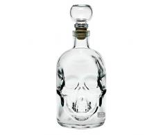 2 x Botella de Vidrio Vacía con Corcho 2 Unidades 500 ml para Rellenar con Licor Whisky Aceite Vinagre 0,5 L Forma de Calavera Alto 20 cm Ancho 8 cm SLK GMBH
