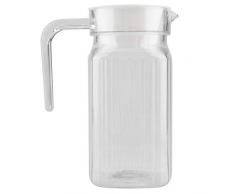 Jarra de acrílico con tapa y asa, estriado, rayado, botella de jugo, cristalería, utensilios para beber, agua helada, dispensador de frío para uso doméstico en la barra(500ML)