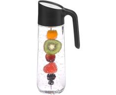 WMF Nuro - Jarra de agua de 1,0 l, con mango y brocheta de fruta, altura de 29,7 cm, jarra de cristal, cierre CloseUp, color negro