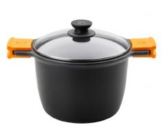 BRA Efficient - Olla alta con tapa de cristal y asas de silicona, 6.8 litros, 24 cm