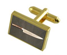 Cuchillo de Chef de tono Oro gemelos Cuadro de Mensaje grabado