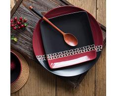Estilo occidental negro rojo simple personalidad retro cerámica redonda pequeña placa cuadrada vajilla doméstica plato plato placa occidental