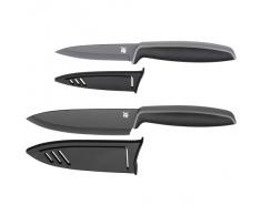 WMF Touch Juego de 2 Cuchillos con Funda Protector Color negro, Cuchillo de Cocina 24 cm y Cuchillo Multiusos de 20.5 cm