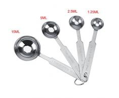 Juego de cucharas medidoras de acero inoxidable Fdit para medir ingredientes secos y líquidos Se ajusta en un tarro de especias o un juego colgante de 4