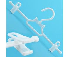 Hangerworld 5 Perchas 30cm para Niños Percha y Gancho de Plástico Blanco con Pinzas para Pantalones