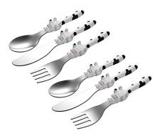 EXZACT - 6 pieza para niños cubertería - 2 x cena cuchillo, 2 x cena tenedor, 2 x cena cuchar (Vaca x 6)