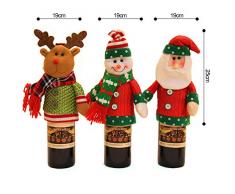 Agolaty decoración Vino Tinto de Navidad, Unisex-Adult, Set de Botellas Elk, Large