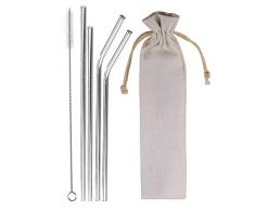 TuToy Agitador de cóctel de barra de acero inoxidable de metal para beber, agitador de pajitas ecológicas, con cepillo