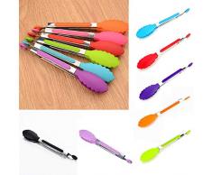 Pinzas de cocina BE-TOOL de silicona de acero inoxidable para barbacoas, ensaladas, parrillas, cocinas, aperitivos y alimentos para servir, 8 pulgadas (3 unidades), rosa