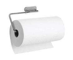 iDesign Portarrollos de cocina, sujeta rollos de metal con barra oscilante, portarrollos de pared para 1 rollo de cocina, plateado