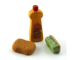 Casa De Muñecas Lavado Líquido Esponja Cepillo De Limpieza Miniatura Accesorio De Cocina