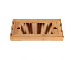 Bandeja de Bambú Tabla de Té Bambú Elegante Bandeja de Desayuno Doble Función para Hogar y Restaurante Mesita Clásica China