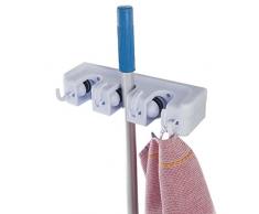 MSV MS234 - Colgador de escoba, largo 20 cm, anchura 10 cm, plástico, color blanco, 4 colg.