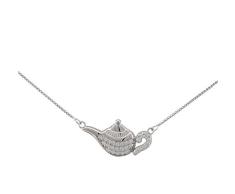 Serebra Jewelry - Garrafa de té, Colgante de Cadena de Plata de Ley 925